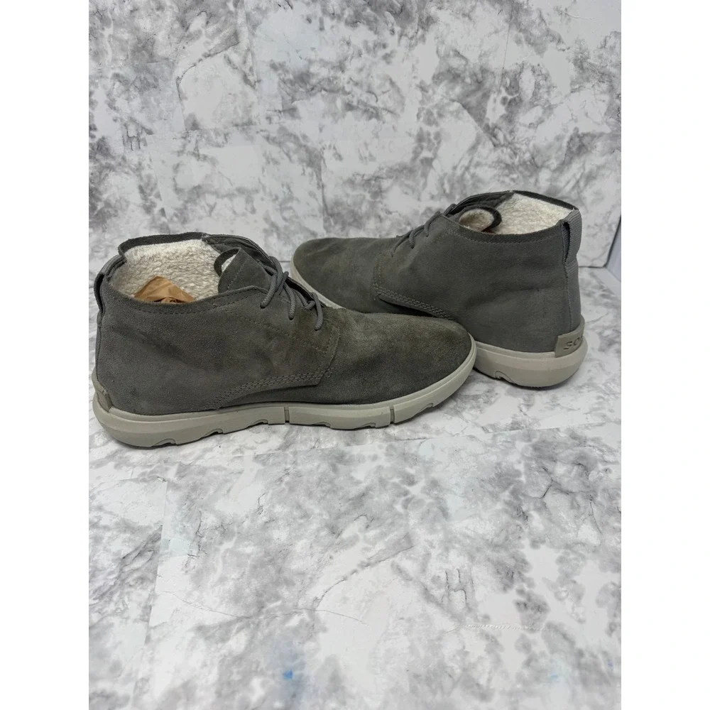 Sorel Kinetic Short Boot Mens 13 Quarry Grey Waterproof Suede Faux Fur Lined